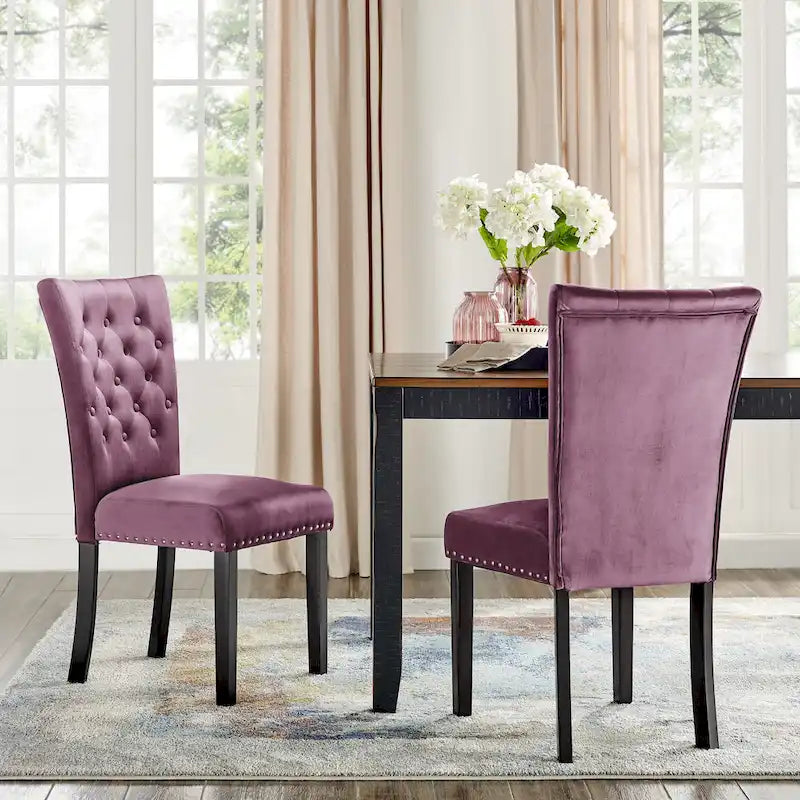 Chaises de salle à manger en velours capitonné Silver Orchid Flohr (lot de 2)