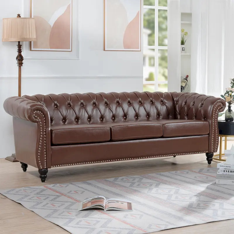 Canapé confortable 3 places avec coussin d'assise à rayures tendance