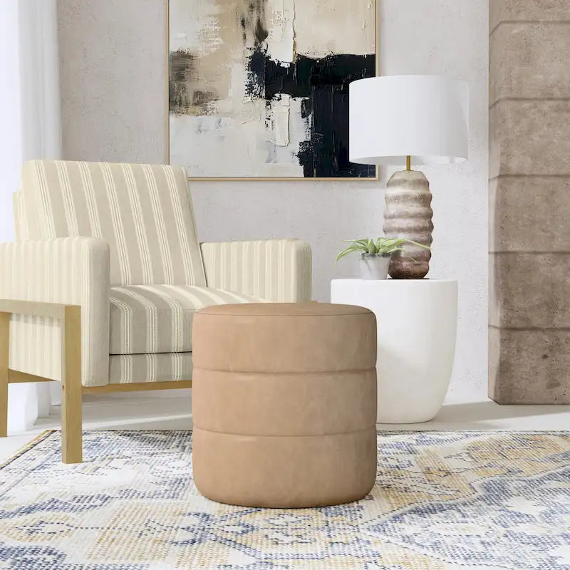 HomePop Pouf Rond Rembourré