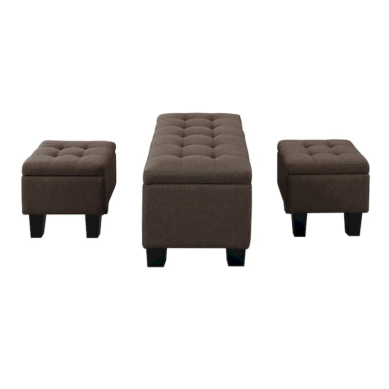 Banc coffre capitonné Mid-Century Modern avec plateau relevable