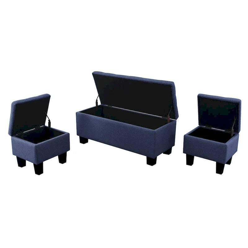 Banc coffre capitonné Mid-Century Modern avec plateau relevable