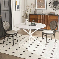 Table à manger ronde moderne à pieds croisés, plateau amovible en deux parties