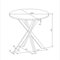 Table à manger ronde moderne à pieds croisés, plateau amovible en deux parties