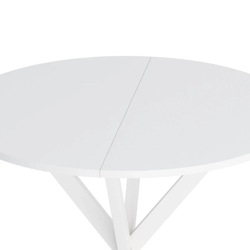 Table à manger ronde moderne à pieds croisés, plateau amovible en deux parties