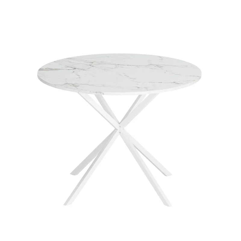 Table à manger ronde moderne à pieds croisés, plateau amovible en deux parties