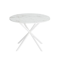 Table à manger ronde moderne à pieds croisés, plateau amovible en deux parties