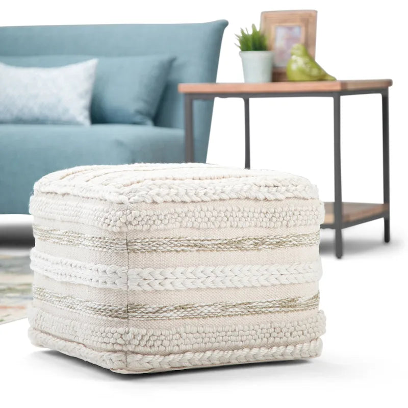 Poufs carrés WYNDENHALL Silva Boho en motif tissé à la main