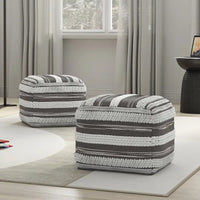 Poufs carrés WYNDENHALL Silva Boho en motif tissé à la main