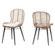 Lot de 2 chaises de salle à manger Brenna en rotin et métal de style bohème moderne