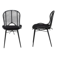 Lot de 2 chaises de salle à manger Brenna en rotin et métal de style bohème moderne