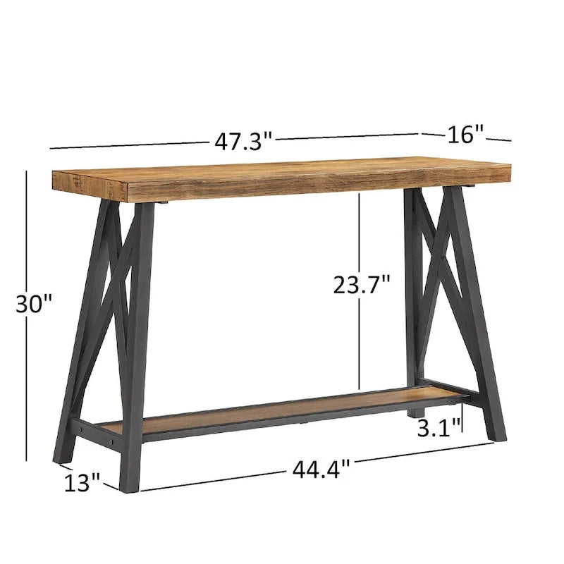 Table d'entrée de canapé Bryson rustique à base en X par iNSPIRE Q Classic