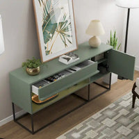 Meuble TV DH BASIC moderne 60 pouces à LED 16 couleurs avec un tiroir et pieds métalliques par Denhour
