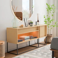 Meuble TV DH BASIC moderne 60 pouces à LED 16 couleurs avec un tiroir et pieds métalliques par Denhour