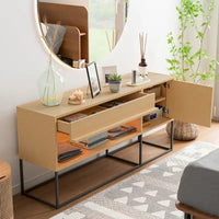 Meuble TV DH BASIC moderne 60 pouces à LED 16 couleurs avec un tiroir et pieds métalliques par Denhour