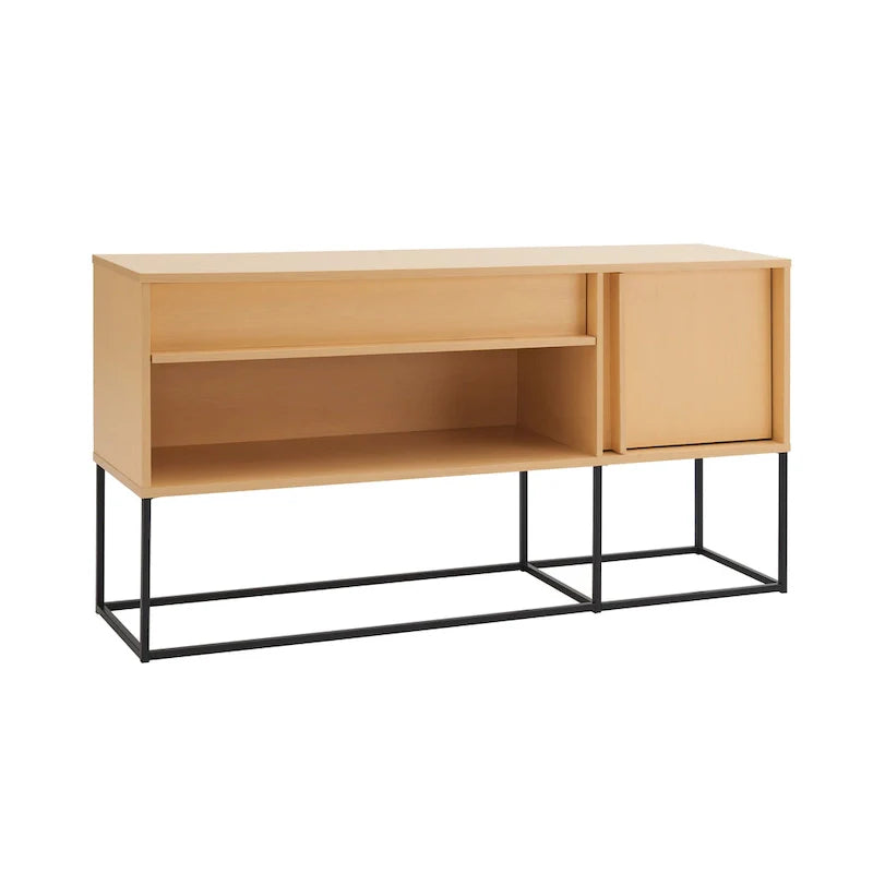 Meuble TV DH BASIC moderne 60 pouces à LED 16 couleurs avec un tiroir et pieds métalliques par Denhour