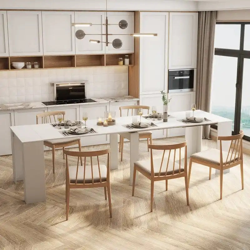 Table à manger extensible multifonctionnelle en bois