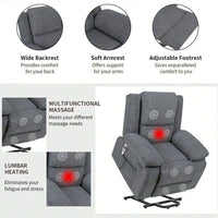 Fauteuil Inclinable Électrique de Massage, Élévation Multifonction, Minuterie