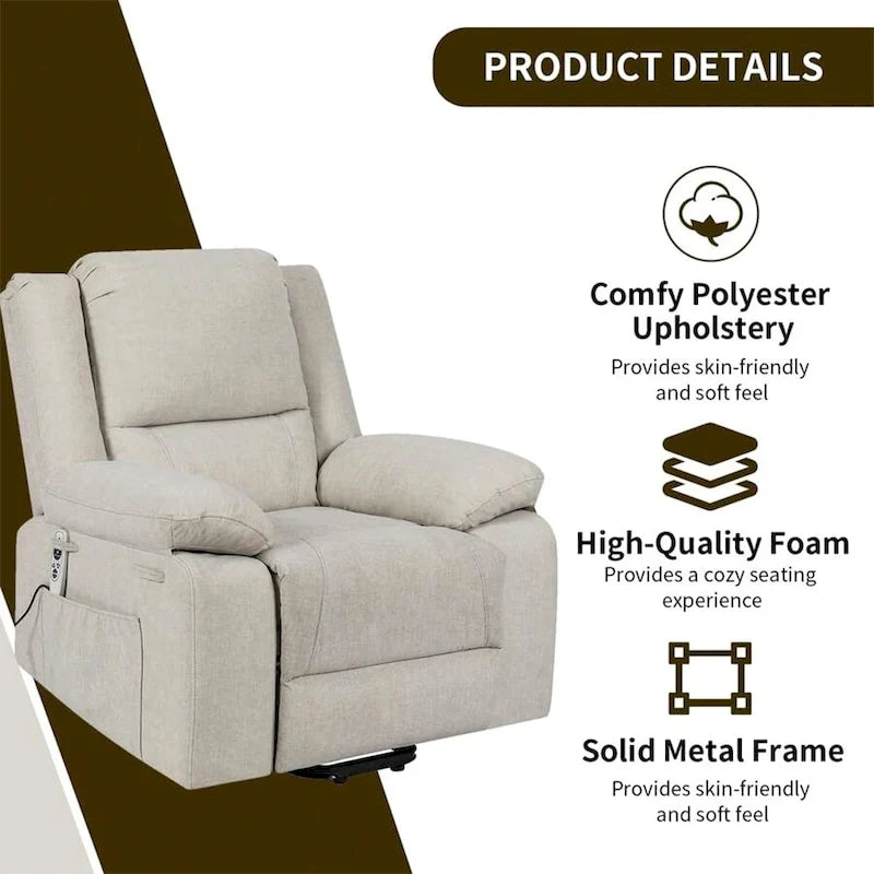 Fauteuil Inclinable Électrique de Massage, Élévation Multifonction, Minuterie