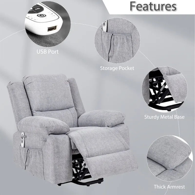 Fauteuil Inclinable Électrique de Massage, Élévation Multifonction, Minuterie