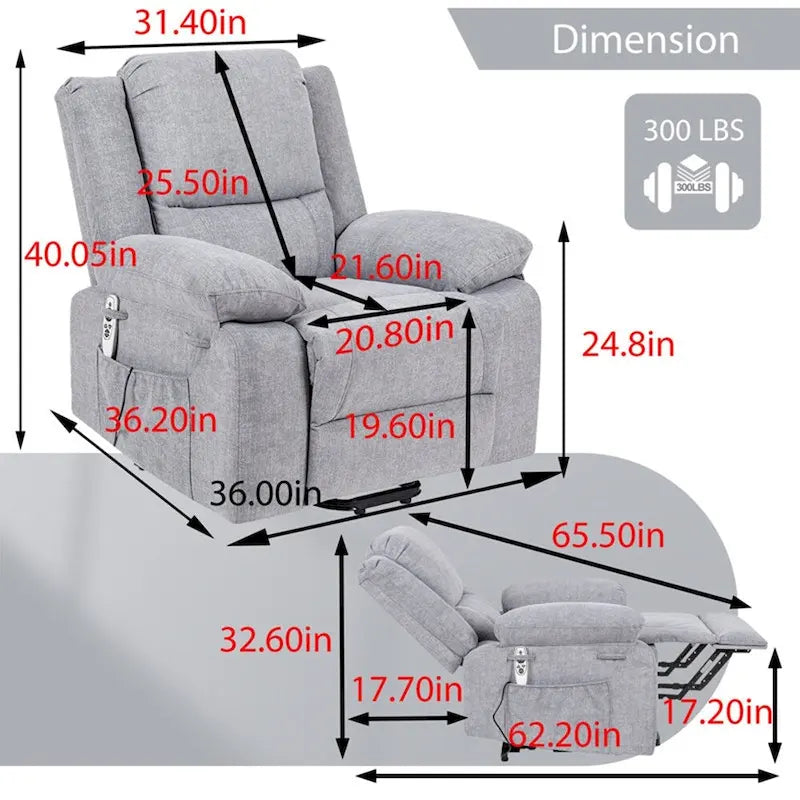 Fauteuil Inclinable Électrique de Massage, Élévation Multifonction, Minuterie