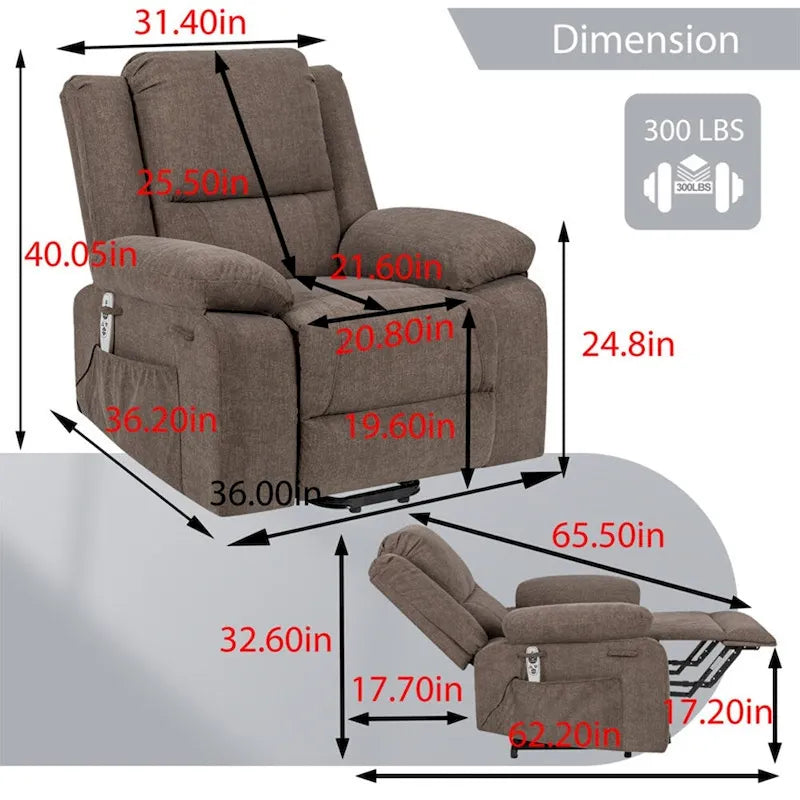 Fauteuil Inclinable Électrique de Massage, Élévation Multifonction, Minuterie