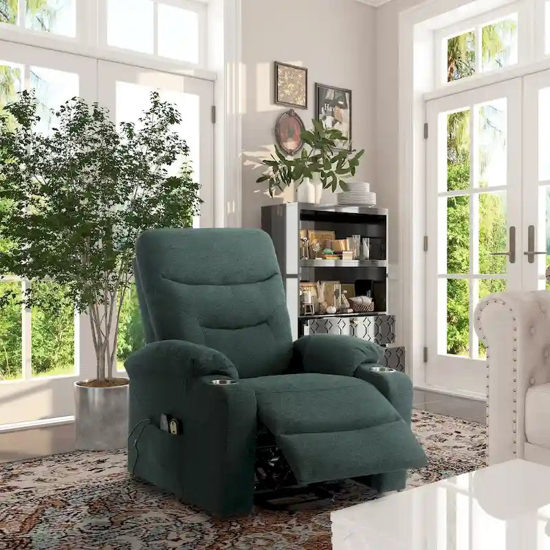 Clihome Fauteuil inclinable de massage électrique doux rembourré avec porte-gobelet