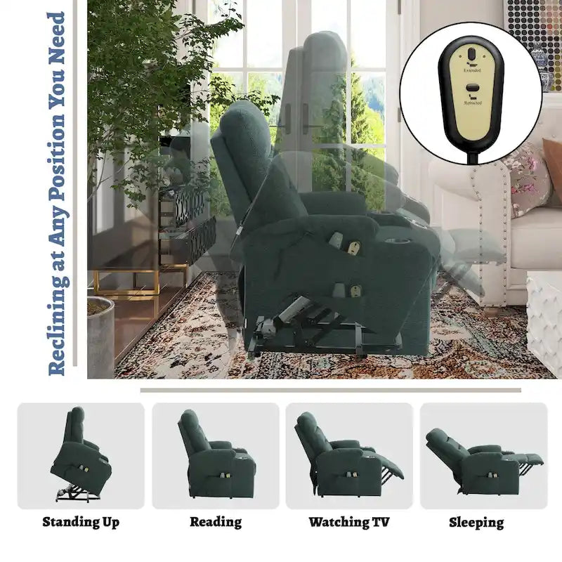 Clihome Fauteuil inclinable de massage électrique doux rembourré avec porte-gobelet
