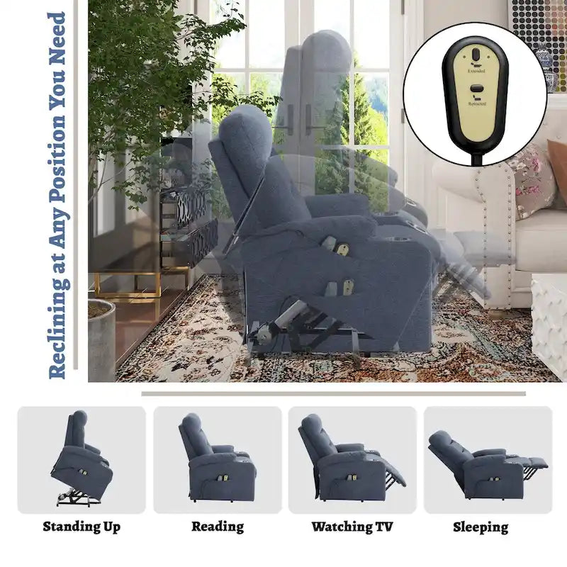Clihome Fauteuil inclinable de massage électrique doux rembourré avec porte-gobelet