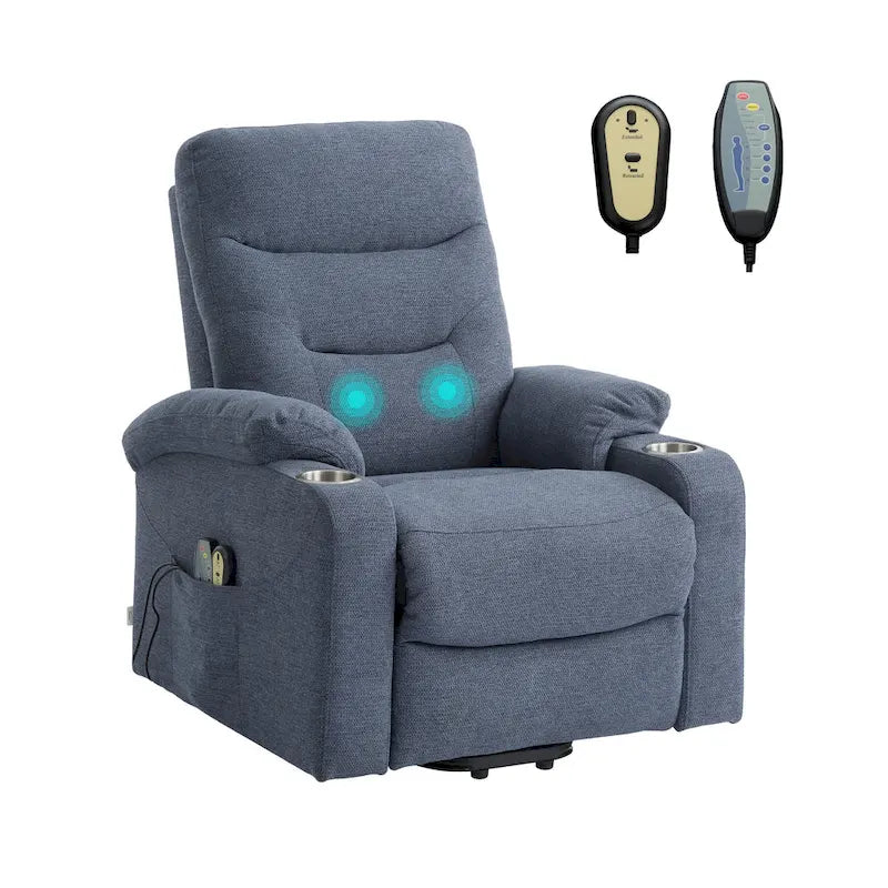 Clihome Fauteuil inclinable de massage électrique doux rembourré avec porte-gobelet