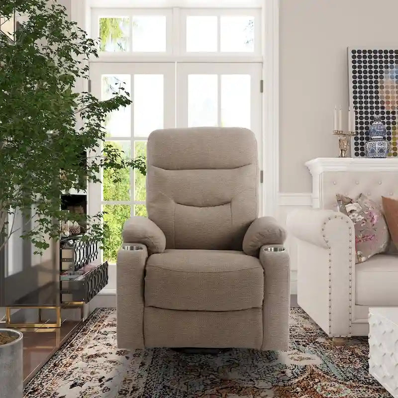 Clihome Fauteuil inclinable de massage électrique doux rembourré avec porte-gobelet