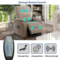 Clihome Fauteuil inclinable de massage électrique doux rembourré avec porte-gobelet