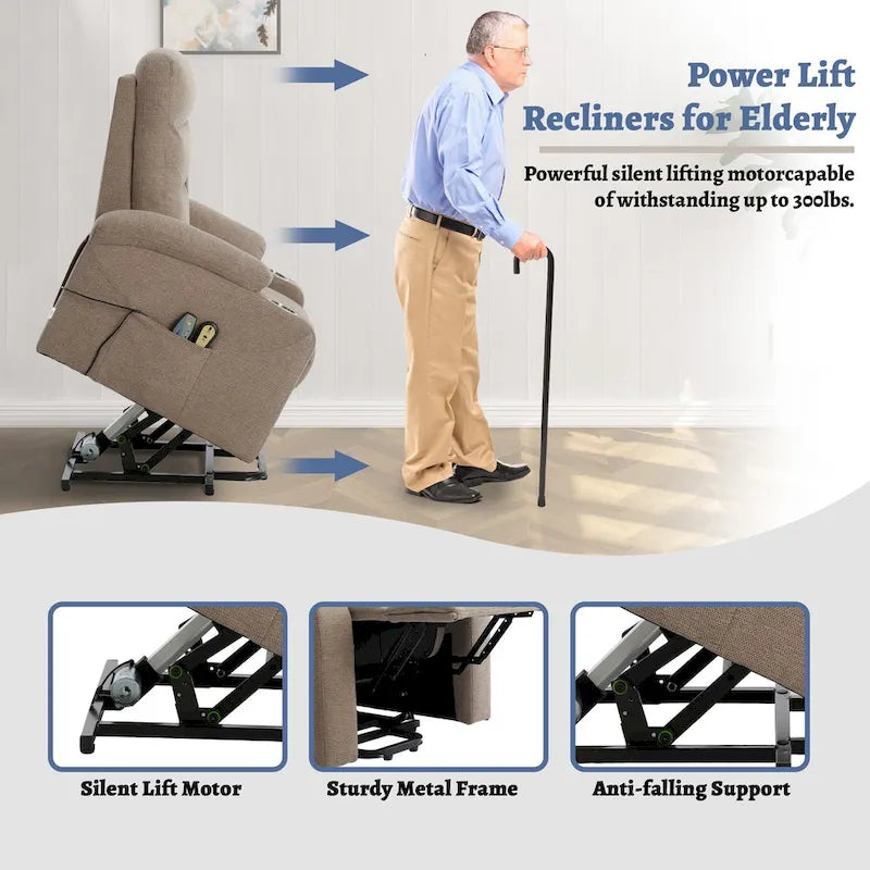 Clihome Fauteuil inclinable de massage électrique doux rembourré avec porte-gobelet