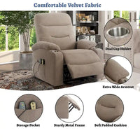 Clihome Fauteuil inclinable de massage électrique doux rembourré avec porte-gobelet