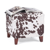 Adeco ottomane cube imprime vache style britannique, banc de maison, repose-pieds chic