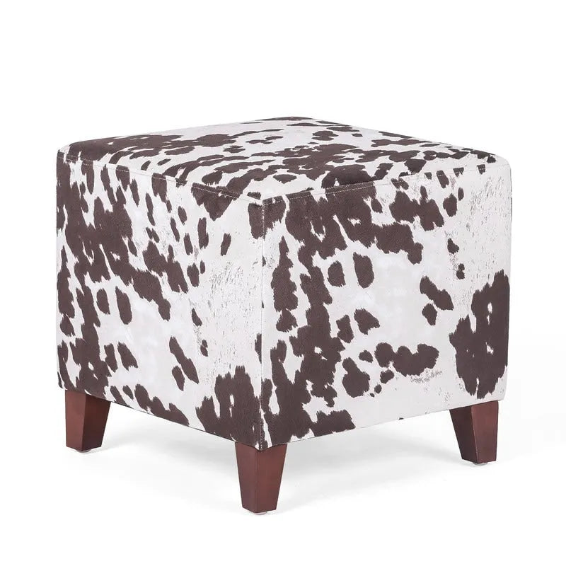 Adeco ottomane cube imprime vache style britannique, banc de maison, repose-pieds chic