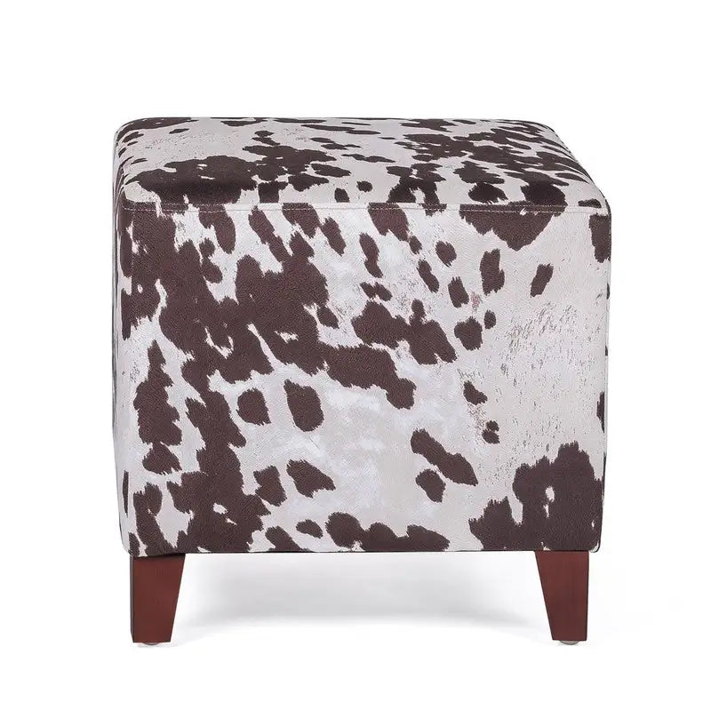 Adeco ottomane cube imprime vache style britannique, banc de maison, repose-pieds chic