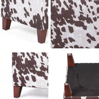Adeco ottomane cube imprime vache style britannique, banc de maison, repose-pieds chic