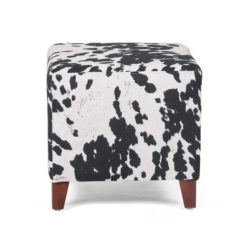 Adeco Repose-Pieds de Rangement Banc Poof Pouf en Cube à Motif Vache Style Britannique