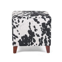 Adeco ottomane cube imprime vache style britannique, banc de maison, repose-pieds chic