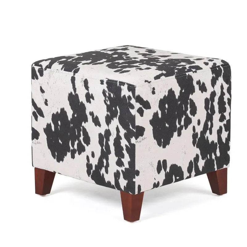 Adeco Repose-Pieds de Rangement Banc Poof Pouf en Cube à Motif Vache Style Britannique