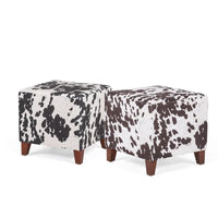 Adeco ottomane cube imprime vache style britannique, banc de maison, repose-pieds chic