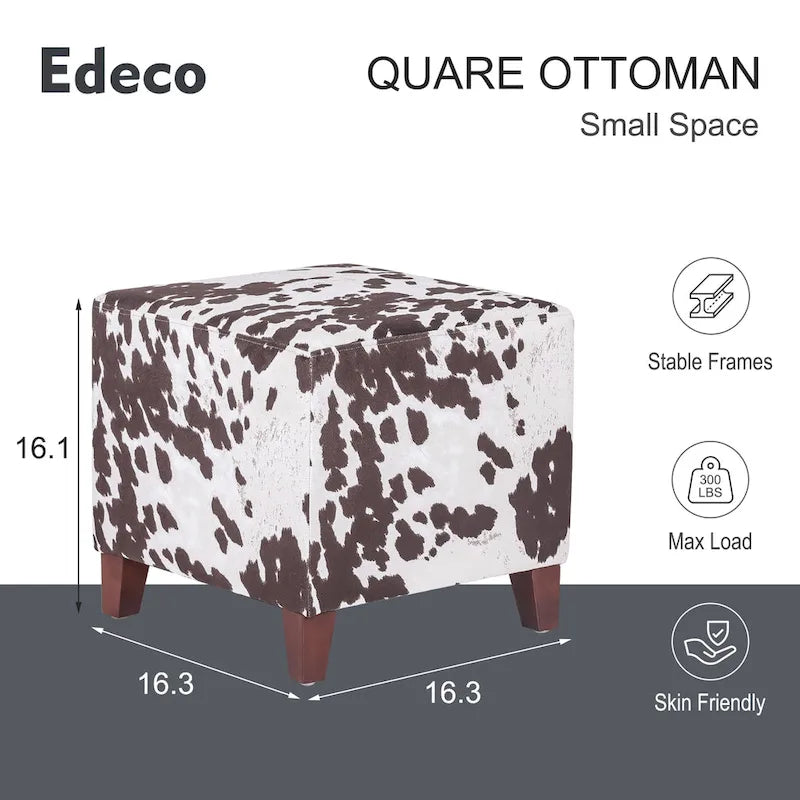 Adeco Repose-Pieds de Rangement Banc Poof Pouf en Cube à Motif Vache Style Britannique