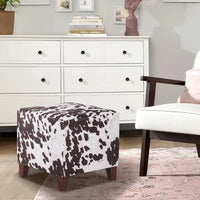 Adeco ottomane cube imprime vache style britannique, banc de maison, repose-pieds chic