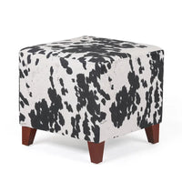 Adeco ottomane cube imprime vache style britannique, banc de maison, repose-pieds chic