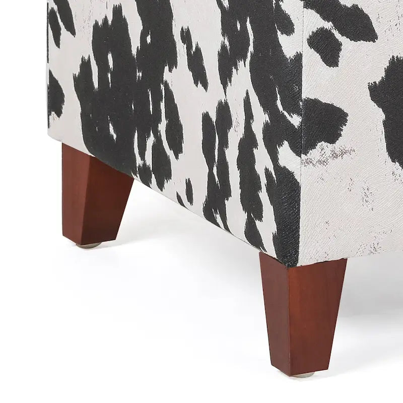 Adeco Repose-Pieds de Rangement Banc Poof Pouf en Cube à Motif Vache Style Britannique