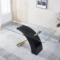 Table à manger rectangulaire à plateau en verre