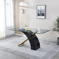 Table à manger rectangulaire à plateau en verre