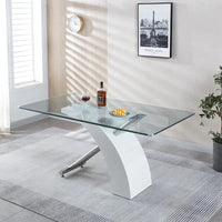 Table à manger rectangulaire à plateau en verre