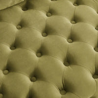Fauteuil pivotant en velours pour salon avec boutons touffetés, 3 coussins et roulettes mobiles