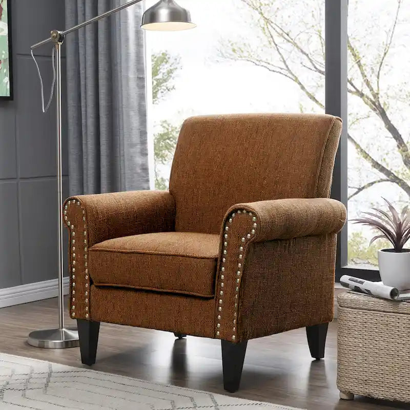 Fauteuil à accoudoirs roulés Herve Copper Grove
